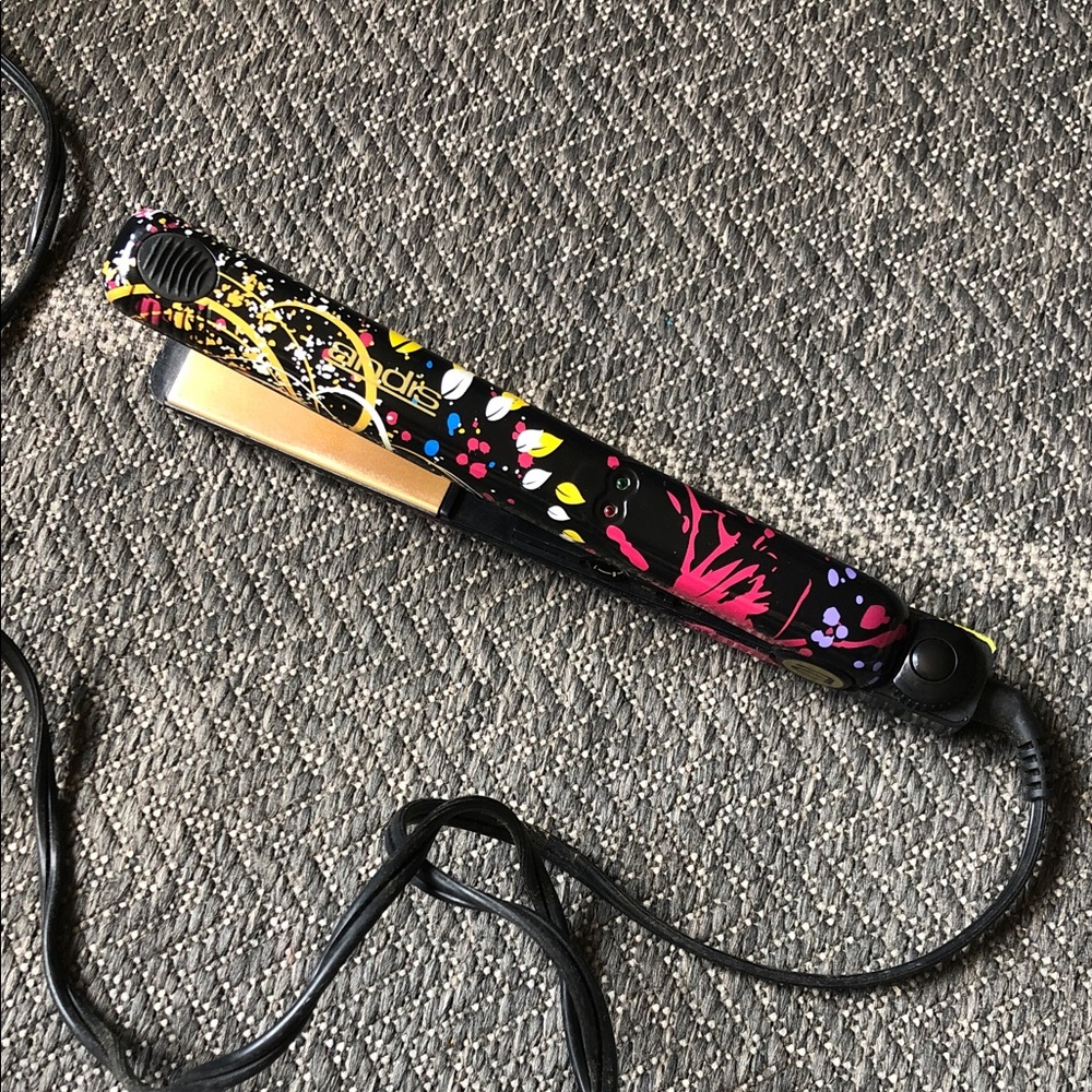 Andis Black Mini Flat Iron with Multicolor Paint-Splash Design